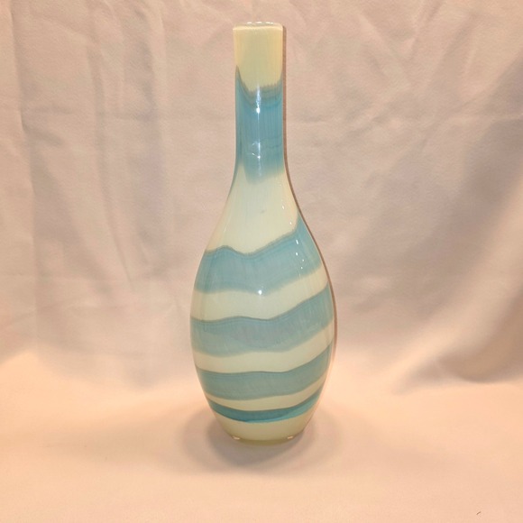 Kohl's Other - Kohl's San Marino Glass Vase Home Decor Blue Cream LIKE_NEW Hand Blown F0ZK107